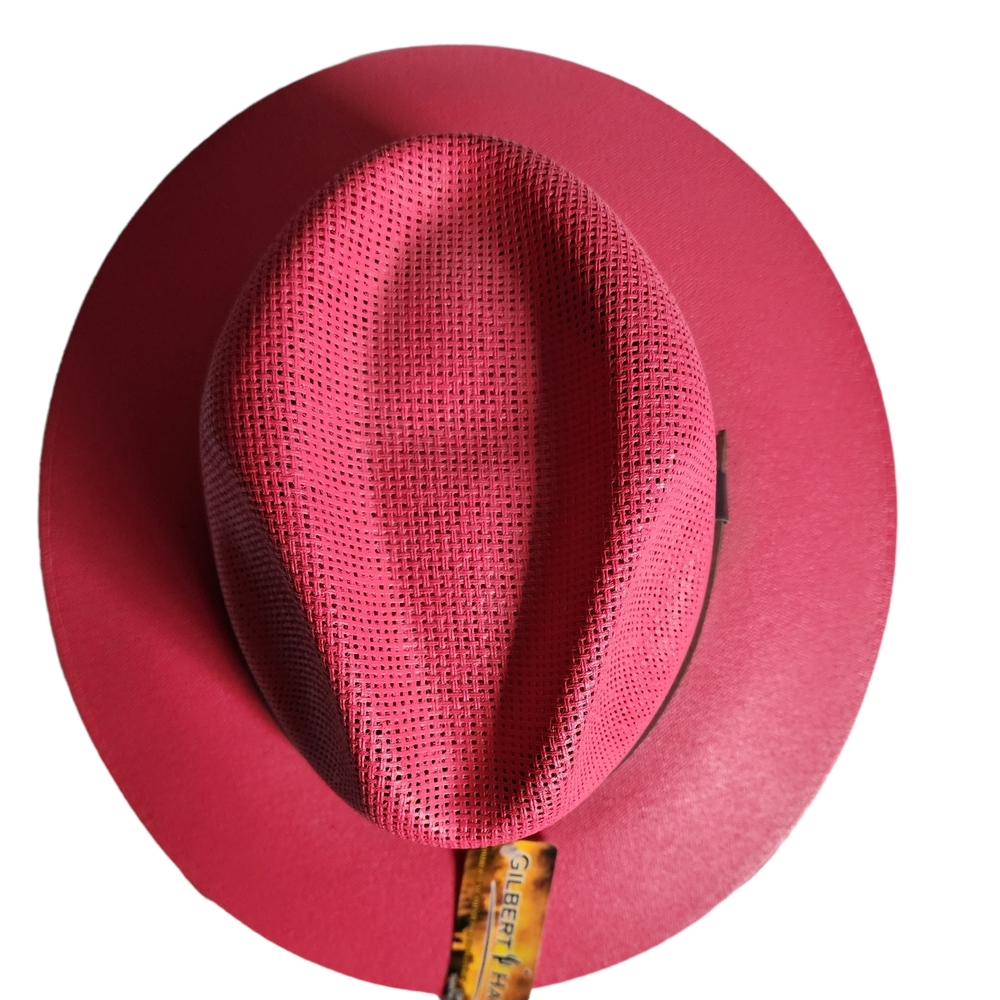 Gilbert Hat Co. Vibrant Fuchsia Woven Straw Fedora - Wide Brim